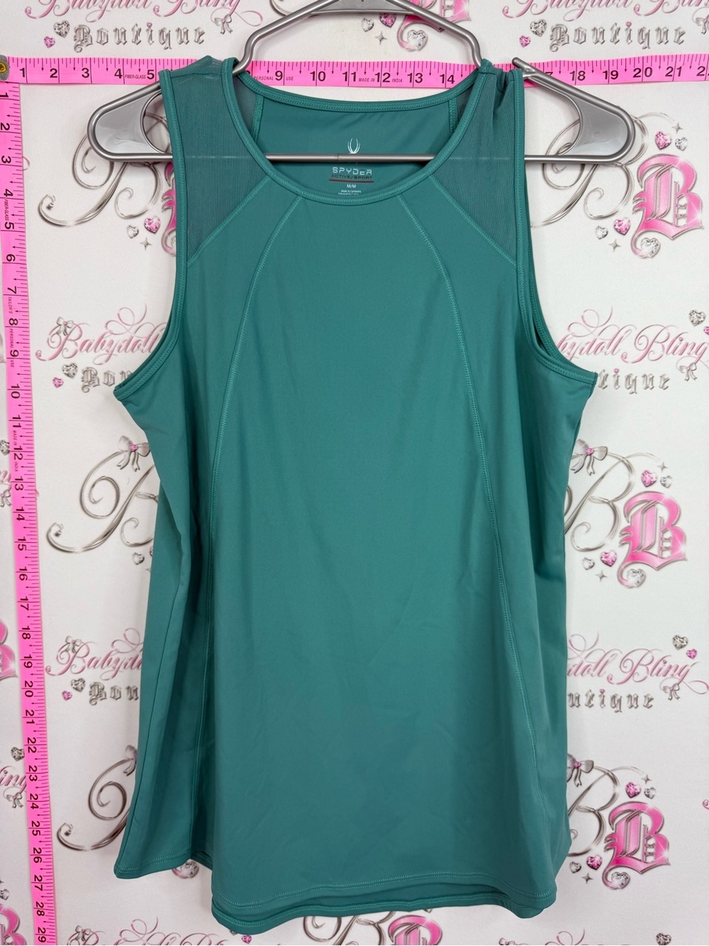 Spyder Active sport tank top stretchy blue green Teal Athletic Tank Top